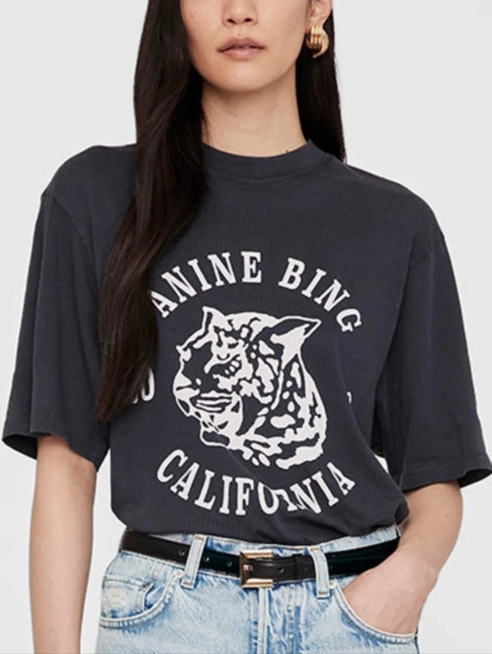 NWT! ANINE BING Avi Collegiate Leopard Tee Size M (Oversized)